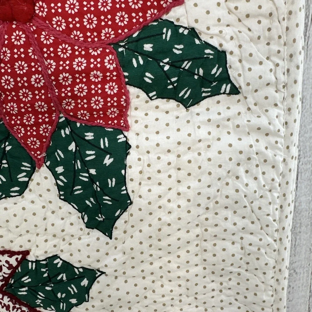 The Farmhouse Christmas Table Runner Rachel Ashwell Quilted Poinsettia Holiday